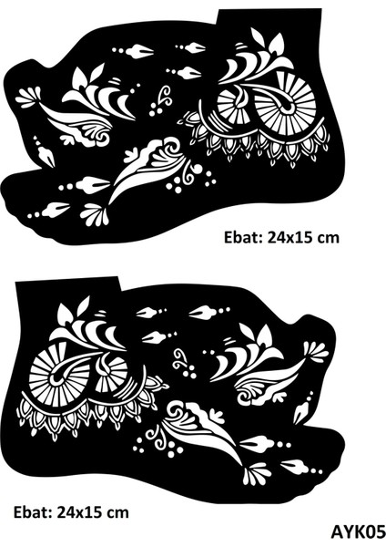 Sümbül Desenleri 2 Adet Ayak Kına Kalıbı Sadece Kalıp Kınasız