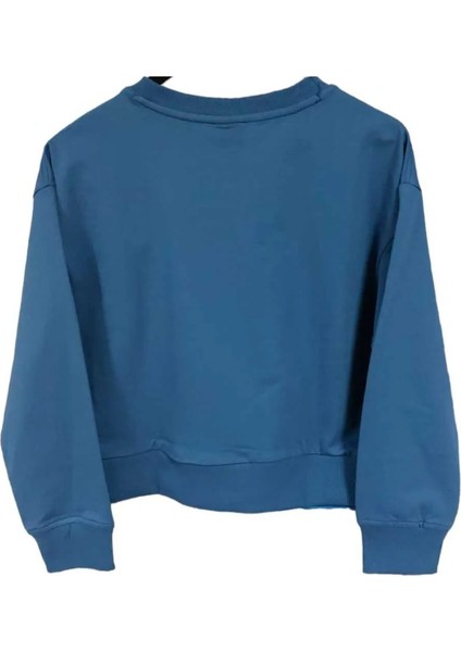 Kadın Petrol Mavisi Bisiklet Yaka Sweatshirt modelleri