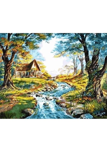 Ormandaki Ev | Elmas Mozaik Tablo | Mozaik Puzzle | 50x40 | E20203703