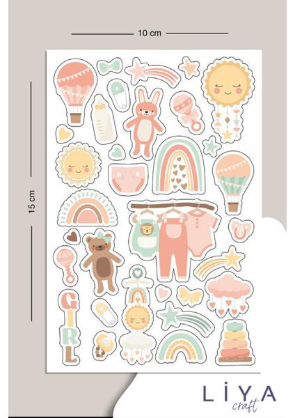 Baby Shower Sticker Set-Planner Ajanda Bullet Journal Için Uygun Set modelleri