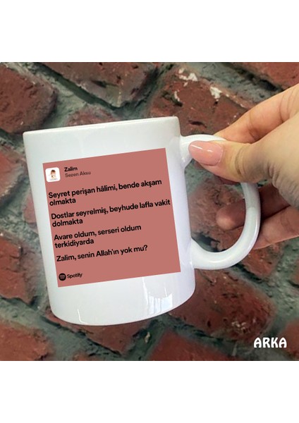 Size Özel Spotify Sezen Aksu Zalim Baskılı Kupa Bardaklar fiyatları
