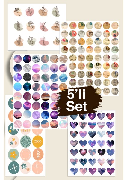 175 Adet Bohem Sticker Set-Planner Ajanda Bullet Journal Için Uygun Set