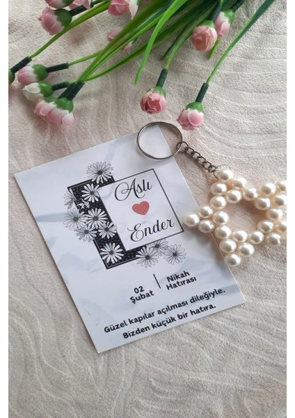 30 Adet Papatya Çerçeve Kartlı Hediyelik Yıldız Anahtarlık - Kına Hediye - Nikah Hediye- Bride