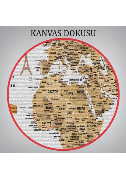 Eğitici ve Sembollü Dünya Haritası Kanvas Tablosu - Detaylı ve Öğretici Ev Dekorasyonu!