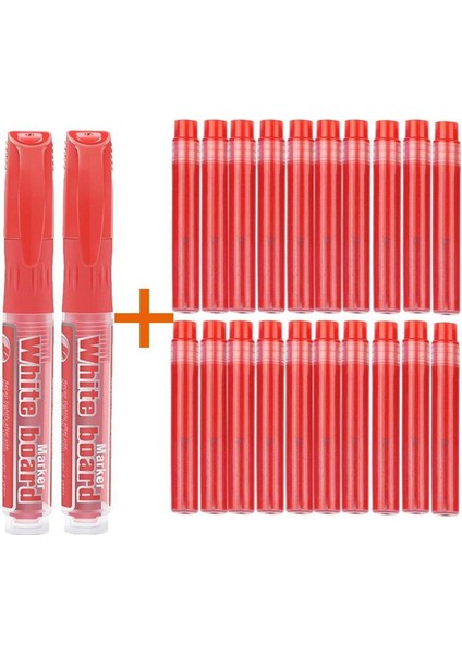 20 Adet Kırmızı Kartuş + 2 Adet Tüplü Byb Kırmızı Kartuşlu Beyaz Tahta Kalemi