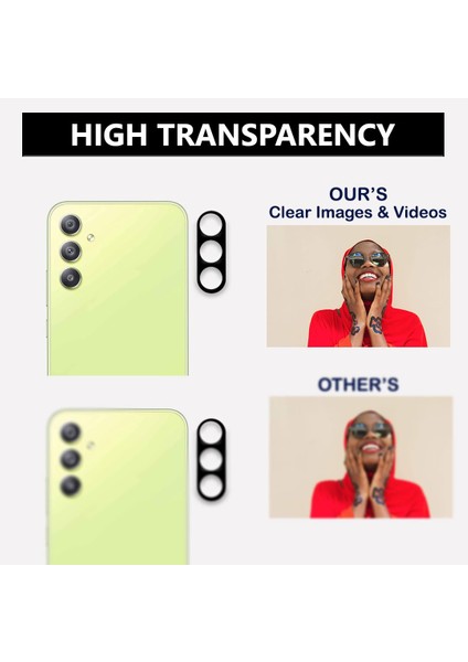 Samsung Galaxy A35 Uyumlu Kamera Lens Koruyucu Tam Kaplayan Kavisli Kamera Lens Koruyucu