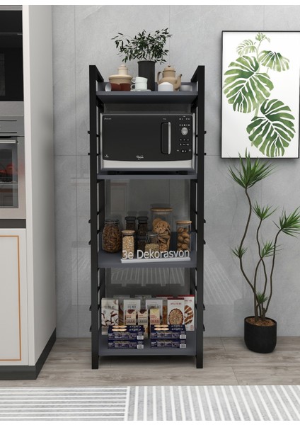 Mutfak Dolabı Raflı Mikrodalga Düzenleyic Çok Amaçlı Düzenleyici Banyo Dolabı Kahve Köşesi Mdf 150CM