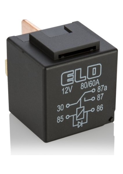 12V 80/60A Diyotlu Güç Rölesi 5 Fişli No 80A / Nc 60A