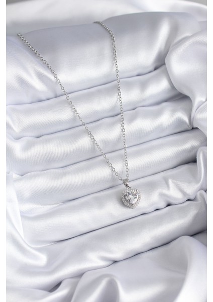 316L Çelik Zincir Gümüş Renk Kalp Model Charm Kadın Kolye fiyatları