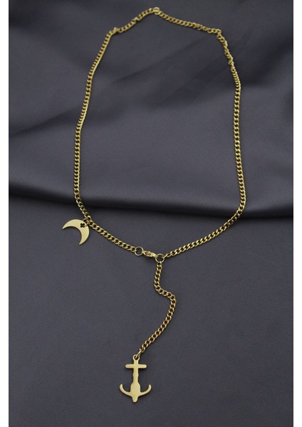 Çelik Gold Renk Çapa Tasarımlı Kadın Kolye fiyatları