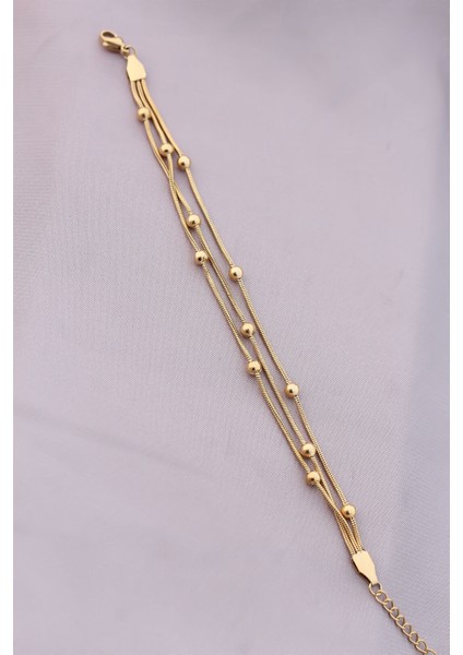 316L Kararmaz Çelik Gold Renk Top Zincirli Kadın Bileklik fiyatları