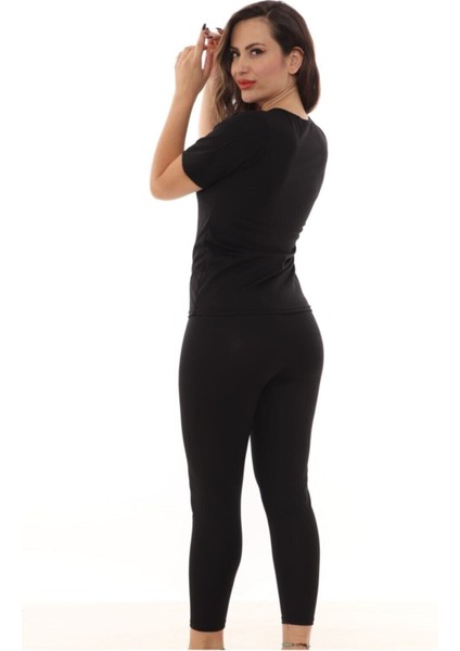 Tekno Trust Siyah %100 Orijinal Terleten Zayıflatan Unisex Korse Fermuarlı Takımreynev Tayt Spor