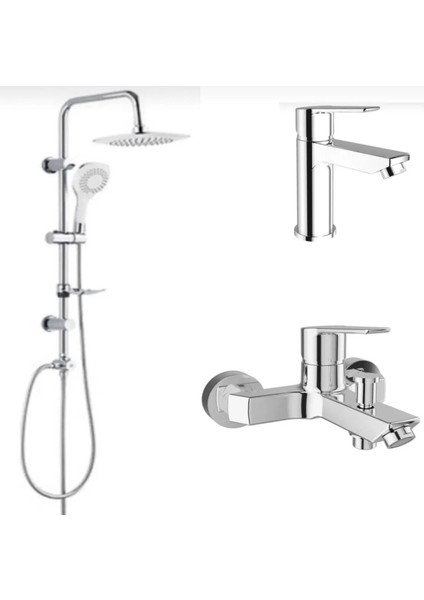 Mare Banyo+Lavabo Bataryası ve Tema 53276 Tepe Duş Seti