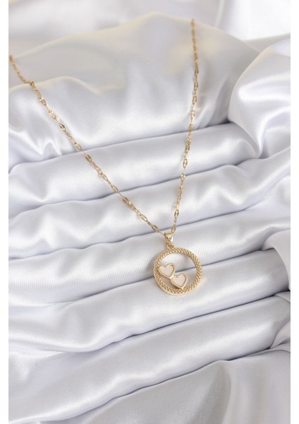 316L Çelik Zincir Gold Renk Işleme Detay Halka Kalp Model Kadın Kolye fiyatları