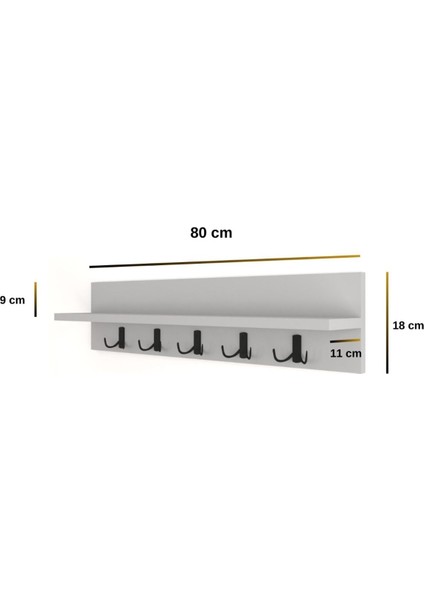 Portmanto Elbise Askılığı, Duvar Askılığı 80 cm