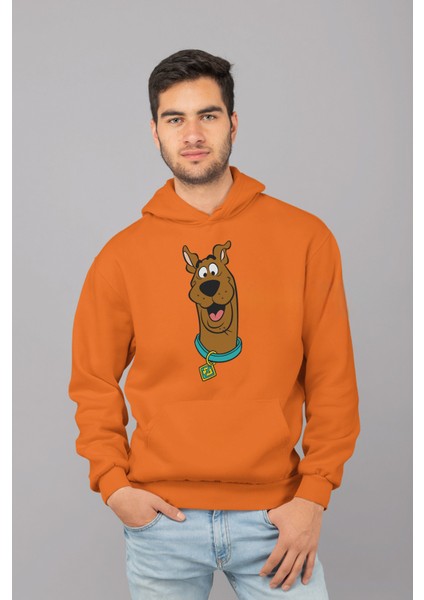 Scooby Doo Baskılı Turuncu Kalın Kumaş Unisex Sweatshirt Hoodie