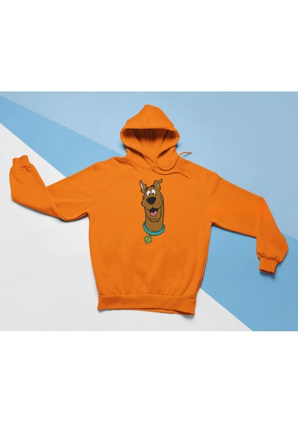 Scooby Doo Baskılı Turuncu Kalın Kumaş Unisex Sweatshirt Hoodie