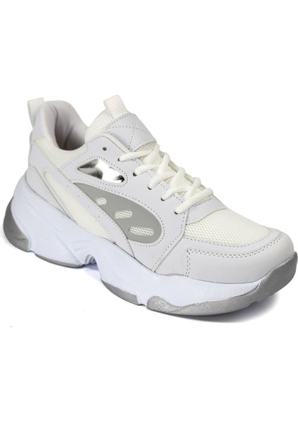 Vientto Bağcıklı Kadın Spor Sneaker Ayakkabı Siyah Beyaz 3404