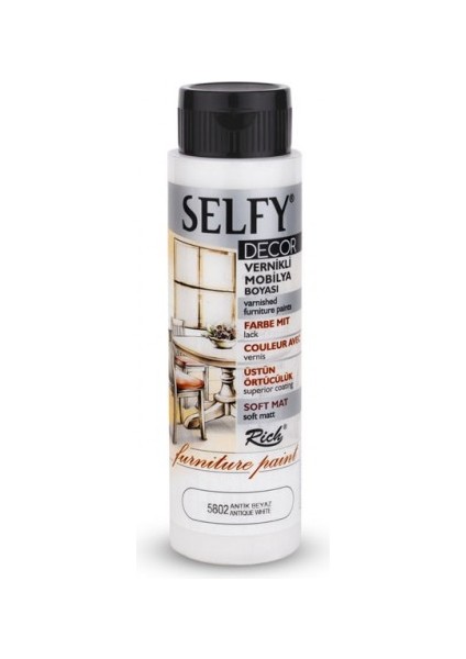 Selfy Decor Kendinden Vernikli 500CC Mobilya Boyası Antik Beyaz 09470
