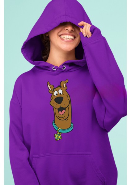 Scooby Doo Baskılı Mor 3 Kalın Kumaş Unisex Sweatshirt Hoodie