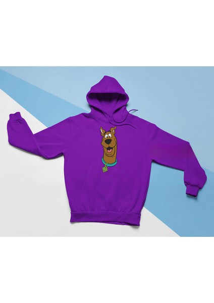 Scooby Doo Baskılı Mor 3 Kalın Kumaş Unisex Sweatshirt Hoodie