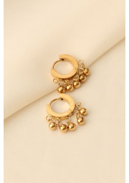 Çelik Topçuk Detay Halka Küpe