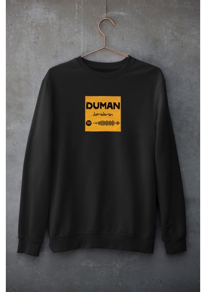 Duman Darmaduman Qr Kod Baskılı Pamuklu Oversize Unisex Siyah Sweatshirt