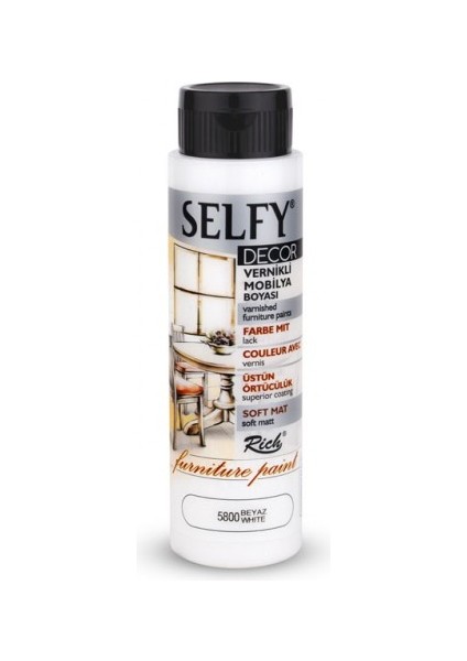 Selfy Decor Kendinden Vernikli 500CC Mobilya Boyası Beyaz 09469