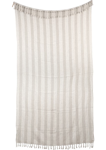 %100 Keten El Yapımı Püsküllü Özel Peştemal 90x 180 cm , Vegan Lüks