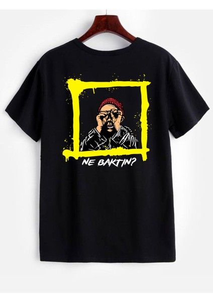 Unisex Ne Baktın Oversize Unisex T-Shirt Siyah