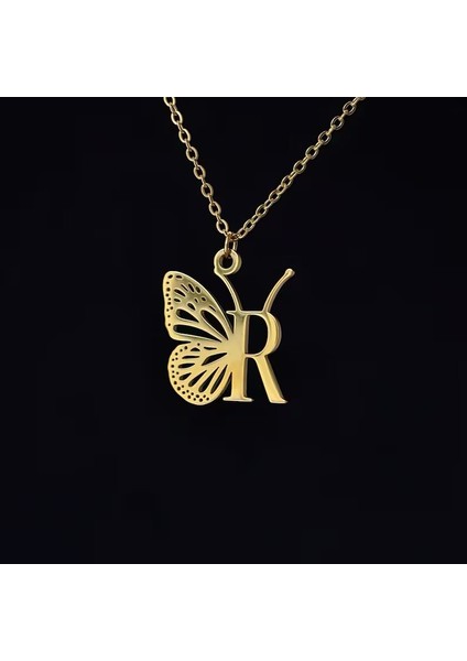 925 Ayar Gümüş Kelebek Detaylı Harf Kolye fiyatları