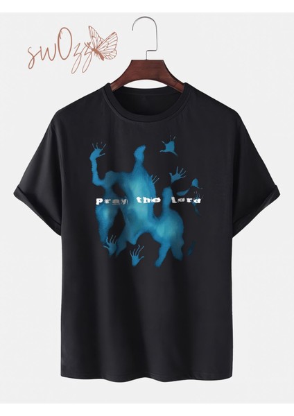 Pray The Lord Baskılı Siyah Unisex Oversize Tshirt