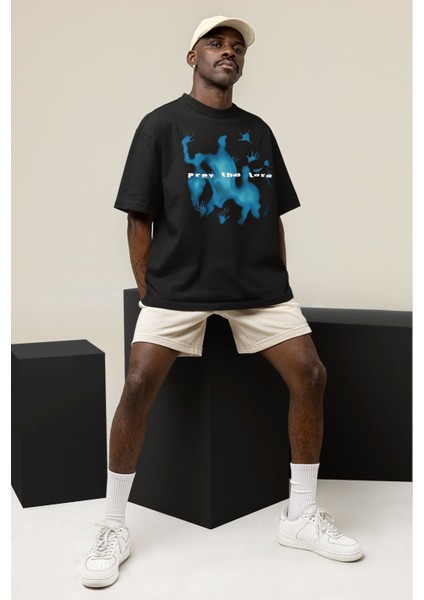 Pray The Lord Baskılı Siyah Unisex Oversize Tshirt