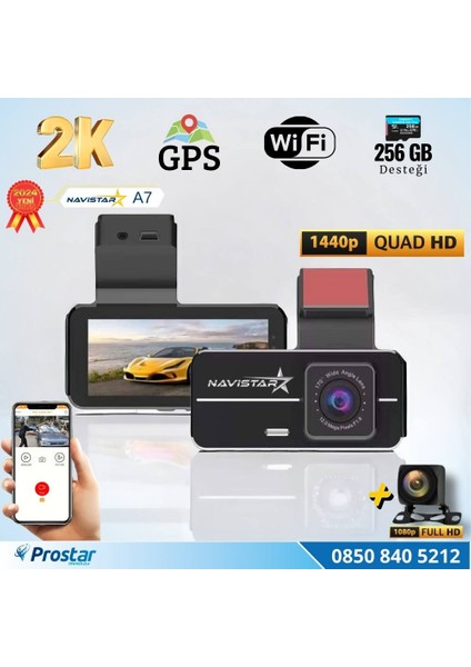 A7 Wifi + Gps 2k Çift Kameralı 170° Geniş Açı Lens Gece G?
