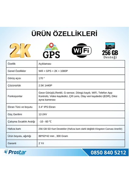 A7 Wifi + Gps 2k Çift Kameralı 170° Geniş Açı Lens Gece G?