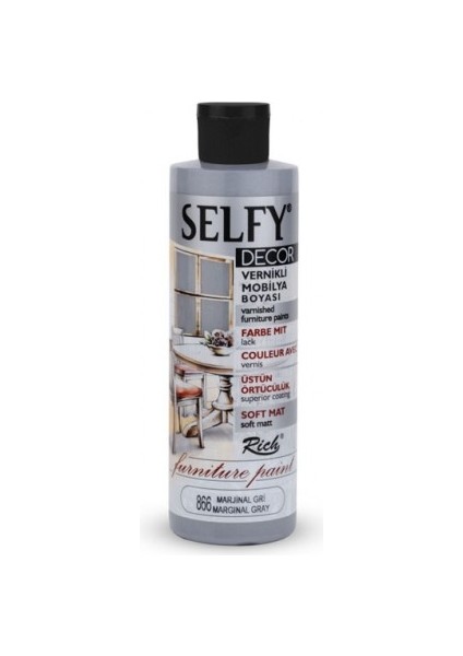 Selfy Decor Kendinden Vernikli 240 cc Mobilya Boyası Marjinal Gri 09462