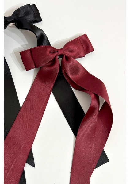 Çift Saten Fiyonk Kurdele Toka Bordo- Siyah 2'li Paket fiyatları