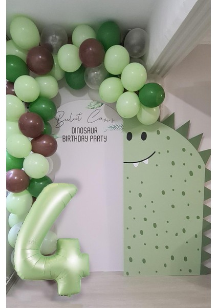 Retro Yeşil Rakamlı Balon Zinciri Seti Retro Yeşil Kahve Renkler Doğum Günü Balonları