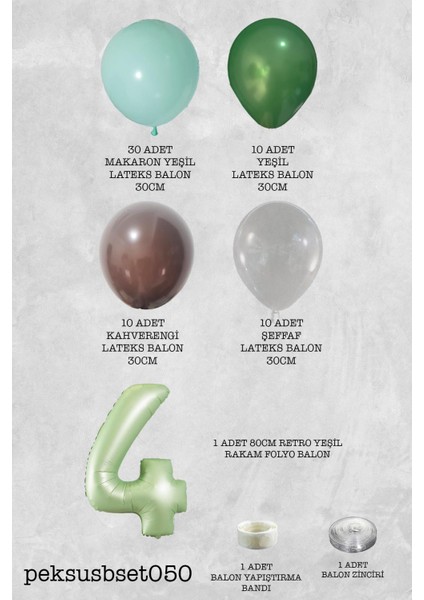 Retro Yeşil Rakamlı Balon Zinciri Seti Retro Yeşil Kahve Renkler Doğum Günü Balonları fiyatları