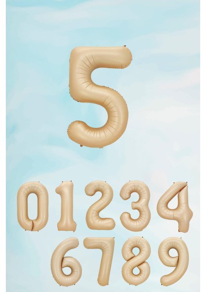Retro Karamel Rakam Balon 80 cm Retro Renk Yaş Balonları