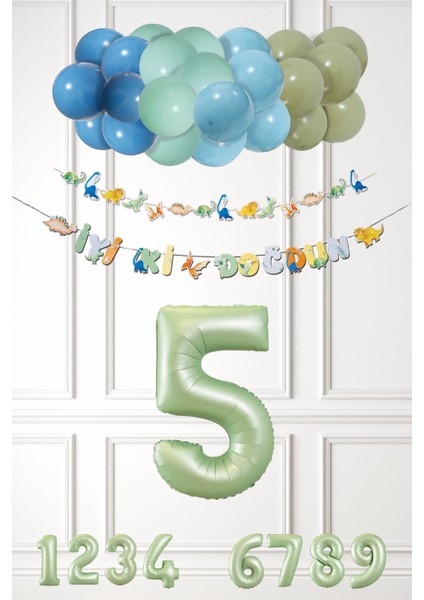 Dinozor Konsept Yaş Günü Balon Zinciri Retro Dinozor Tema Doğum Günü Balonları