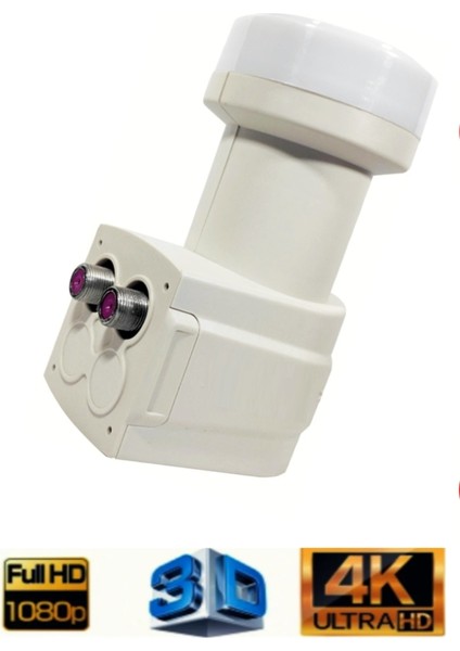 Ikili Çıkış Çanak Uydu 4K Full Hd 3D Lnb 2 Li Twin Lnb)