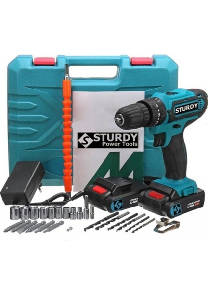 Tekno Trust Darbeli 32 Volt 5.0 Amper Çift Akülü 27 Parça Uç Setli Şarjlı Vidalama Matkap 10 Volt Li-Ion Akülü