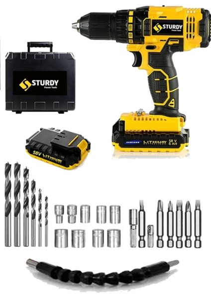 Tekno Trust 2 Yıl Japon Technology 58V10AH Tance Seri Darbeli Metal Şanzuman Şarjlı Çift Akülü Matkap 27PRÇ Uç