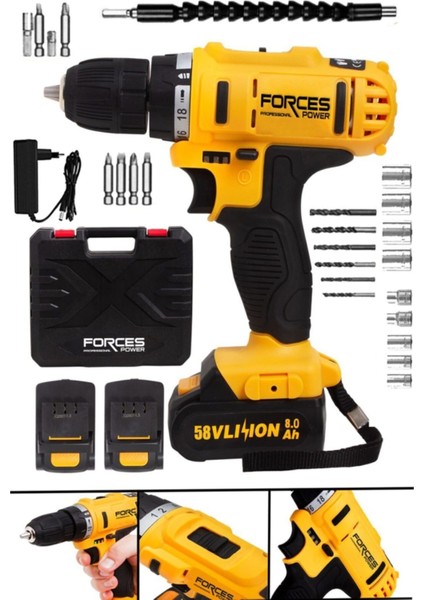 Tekno Trust Li-Ion Akülü Vidalamalar Germany Master Drill 58 V 8 Ah Lityum Li-On Çift Akülü Bakır Sargılı Metal