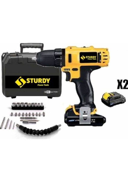 Tekno Trust 10 Volt Sturdy 24V5AH Kızaklı Darbeli Setli Matkap Li-Ion Akülü Vidalamalar Darbeli 1.0 - 1.4 Ah