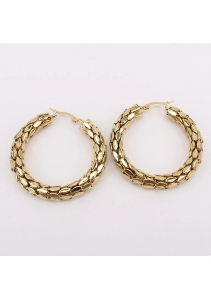 Kararmaz Paslanmaz Gold Renk Petek Desenli Çelik Küpe fiyatları