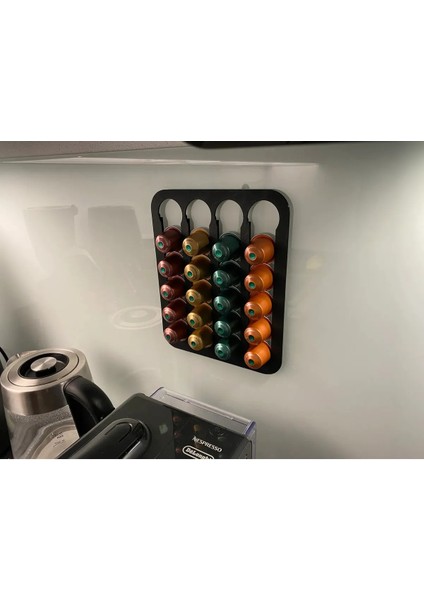 Nespresso ve Starbucks Uyumlu Duvar Tipi Kapsül Kahve Standı Siyah