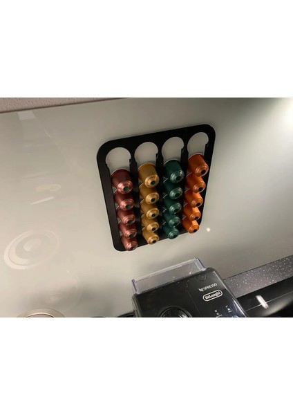 Nespresso ve Starbucks Uyumlu Duvar Tipi Kapsül Kahve Standı Siyah