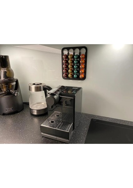 Nespresso ve Starbucks Uyumlu Duvar Tipi Kapsül Kahve Standı Siyah